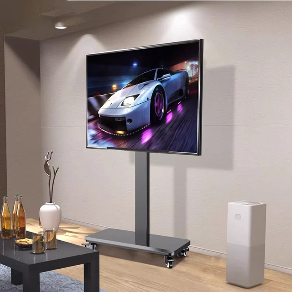 Pyörillä varustettu lattiateline TV:lle 32-65"