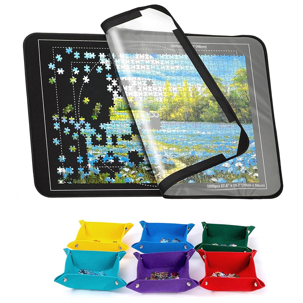 Huopapalapelimatto, jossa on kansi ja 6 lajittelulokeroa - 1000 palalle