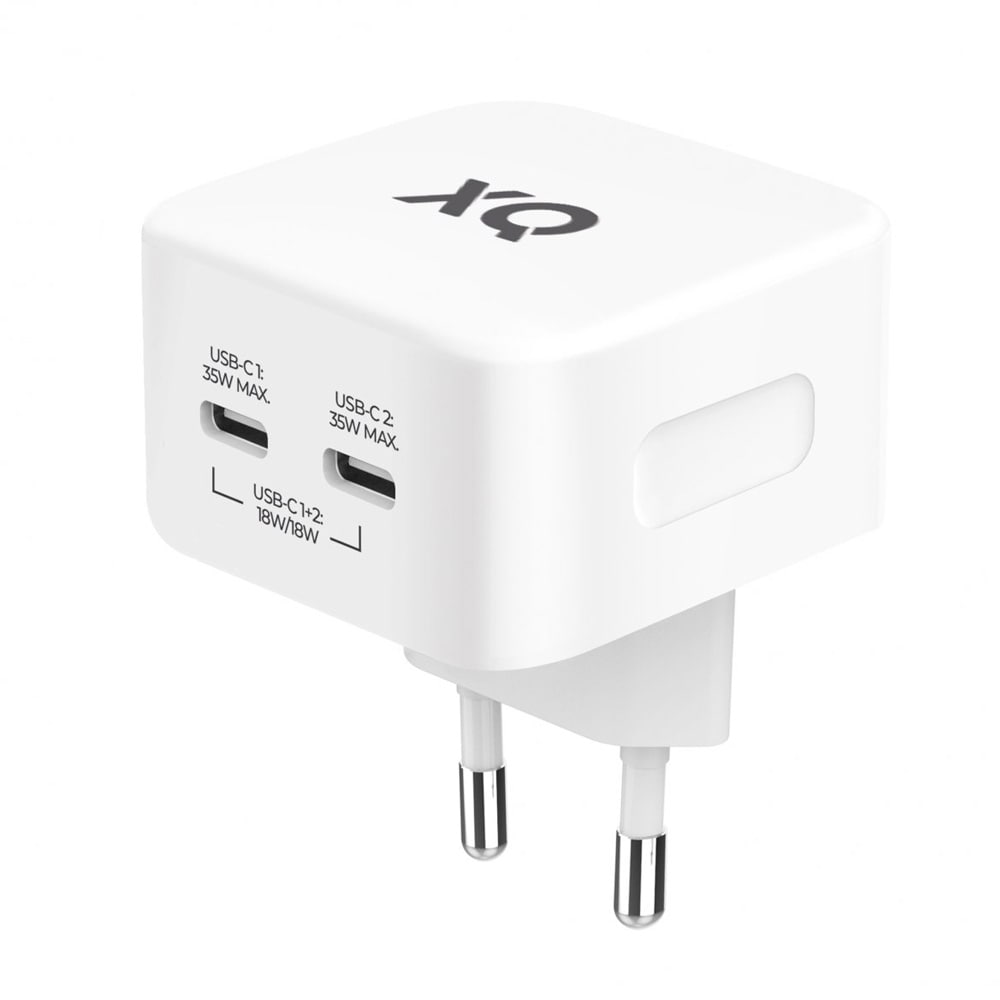 Freenet GaN seinälaturi 2xUSB-C 35W - Valkoinen