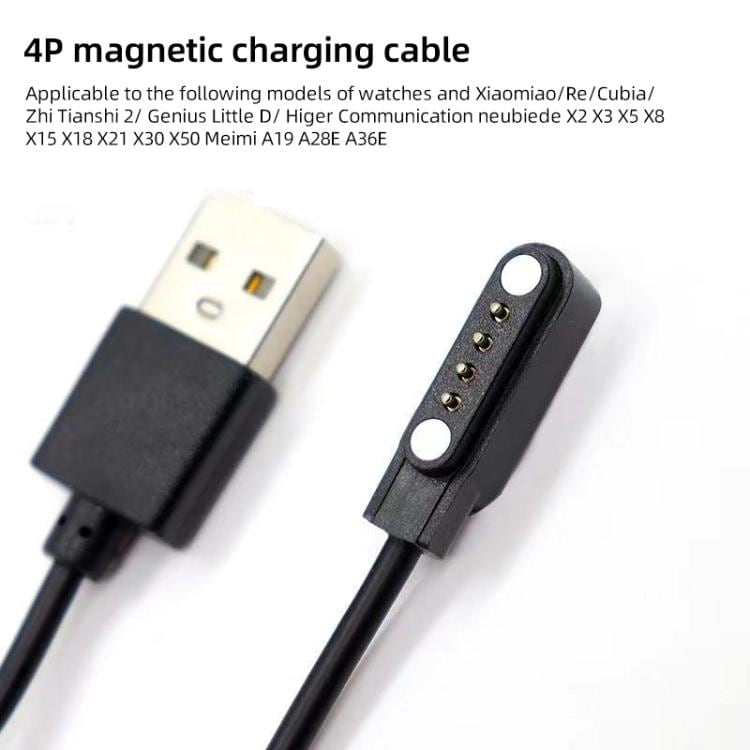 Magneettinen USB-latauskaapeli älykelloille 60 cm – Musta
