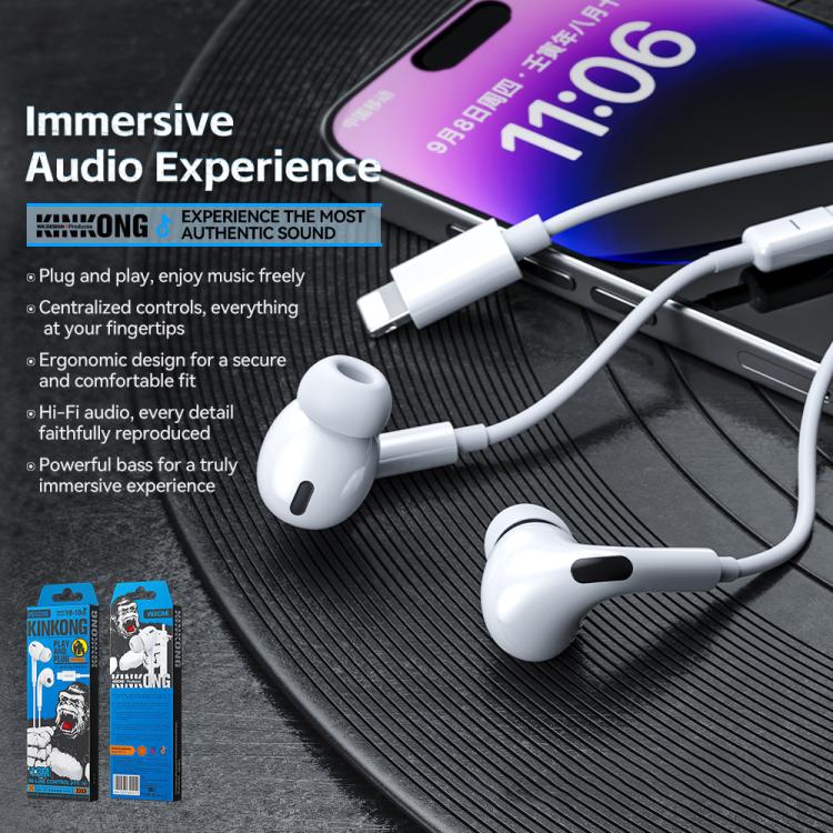 In-Ear-kuulokkeet, joissa on valaistusliitin - Valkoinen