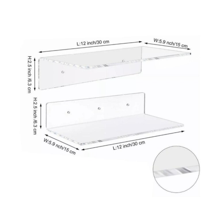 Kirkas muovinen seinähylly 30x15x6.3cm 2-pack 2-pack