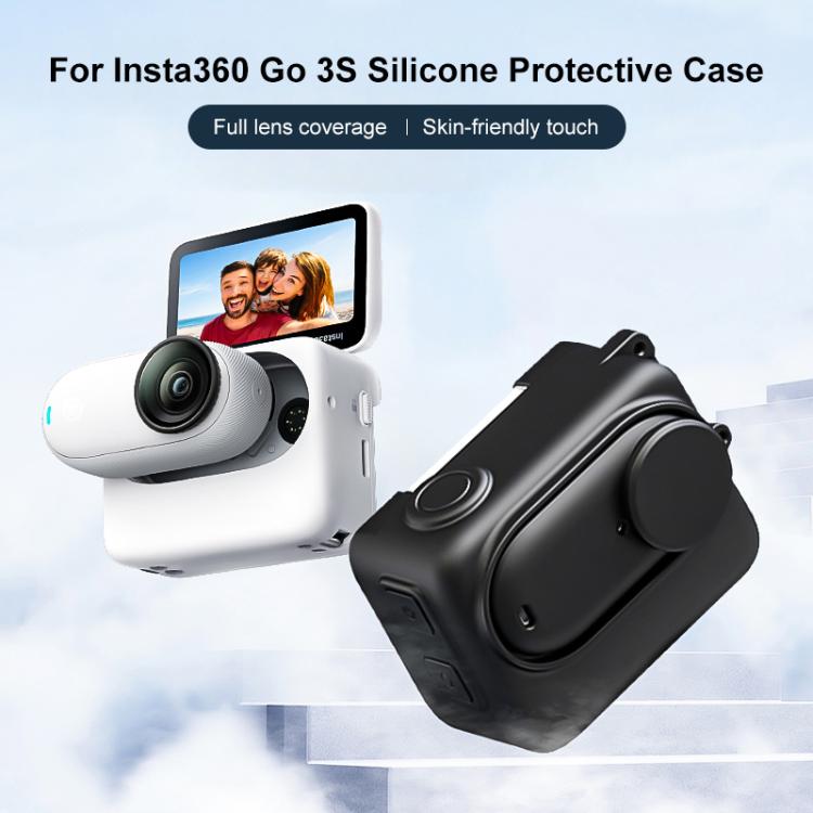 Silikonisuojus, jossa on objektiivin suojus ja hihna Insta360 GO 3S:lle - Svart