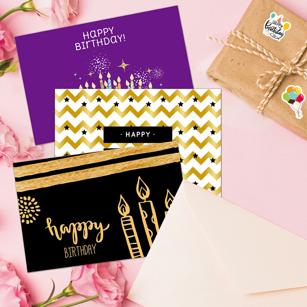 Syntymäpäiväkortti ja kirjekuori 18-pakkaus, 20 x 15 cm