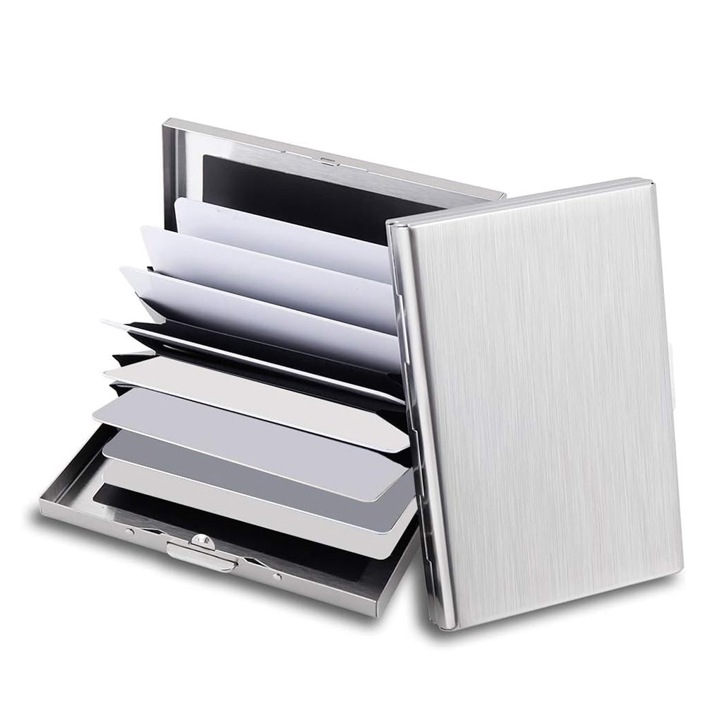 Ruostumattomasta teräksestä valmistettu korttiteline - Hopea