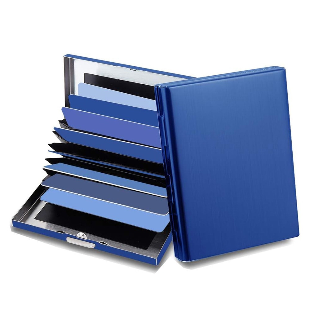 Ruostumattomasta teräksestä valmistettu korttiteline - Sininen