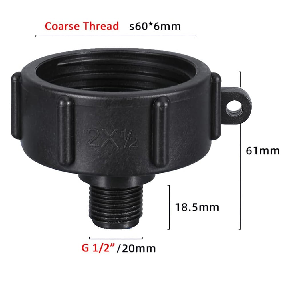 Kytkentäadapteri IBC-säiliölle S60x6mm 1/2'' kierteeseen 2-pakkaus