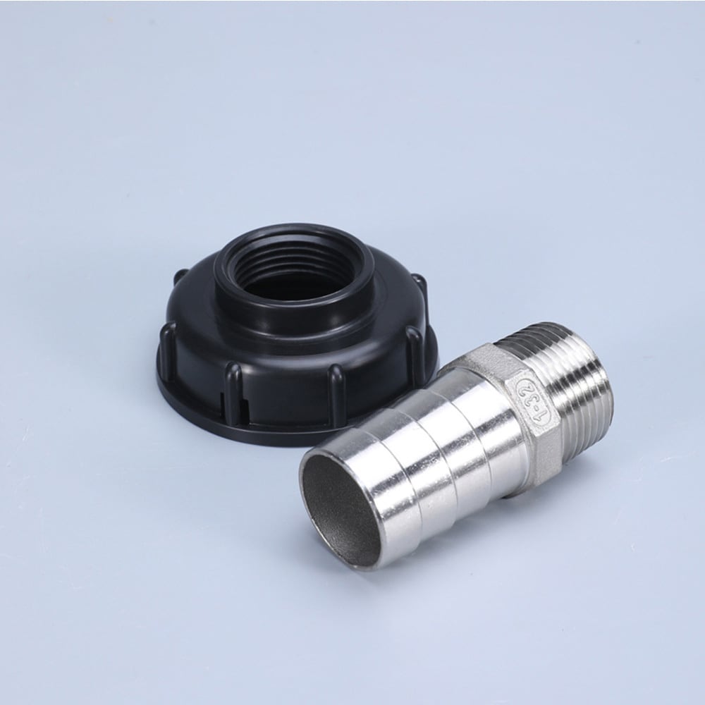 Kytkentäsovitin IBC-säiliöön S60x6mm - 32mm ruostumattomasta teräksestä valmistettuun letkukytkimeen