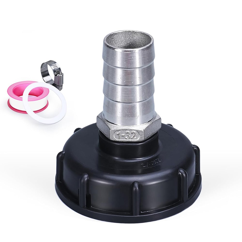 Kytkentäsovitin IBC-säiliöön S60x6mm - 32mm ruostumattomasta teräksestä valmistettuun letkukytkimeen