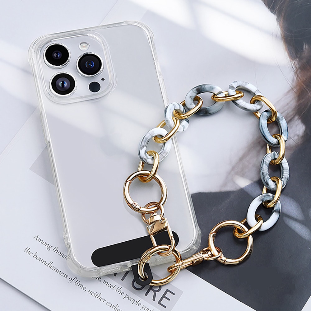 Metallinen matkapuhelimen hihna 30 cm - Kulta/hopea