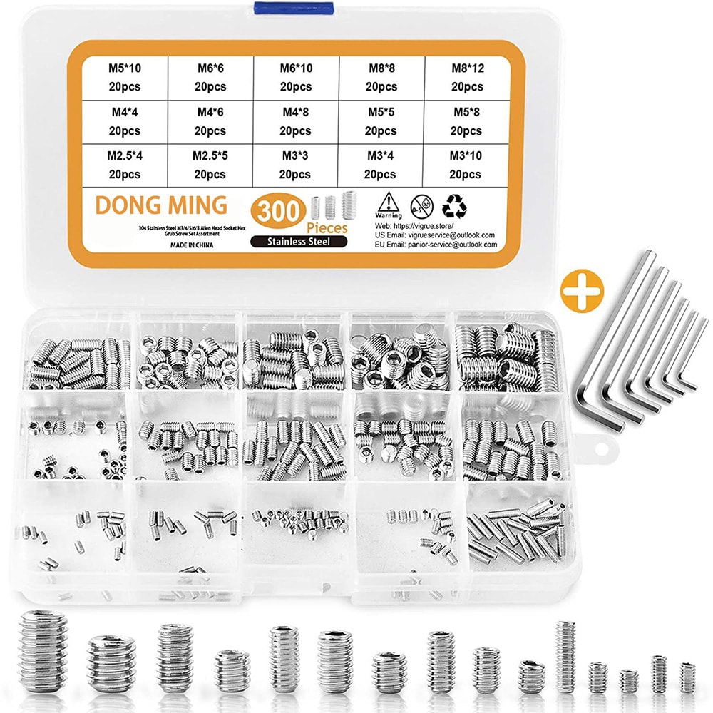 Ruostumattomasta teräksestä valmistetut kuusiokoloruuvit 300 kpl