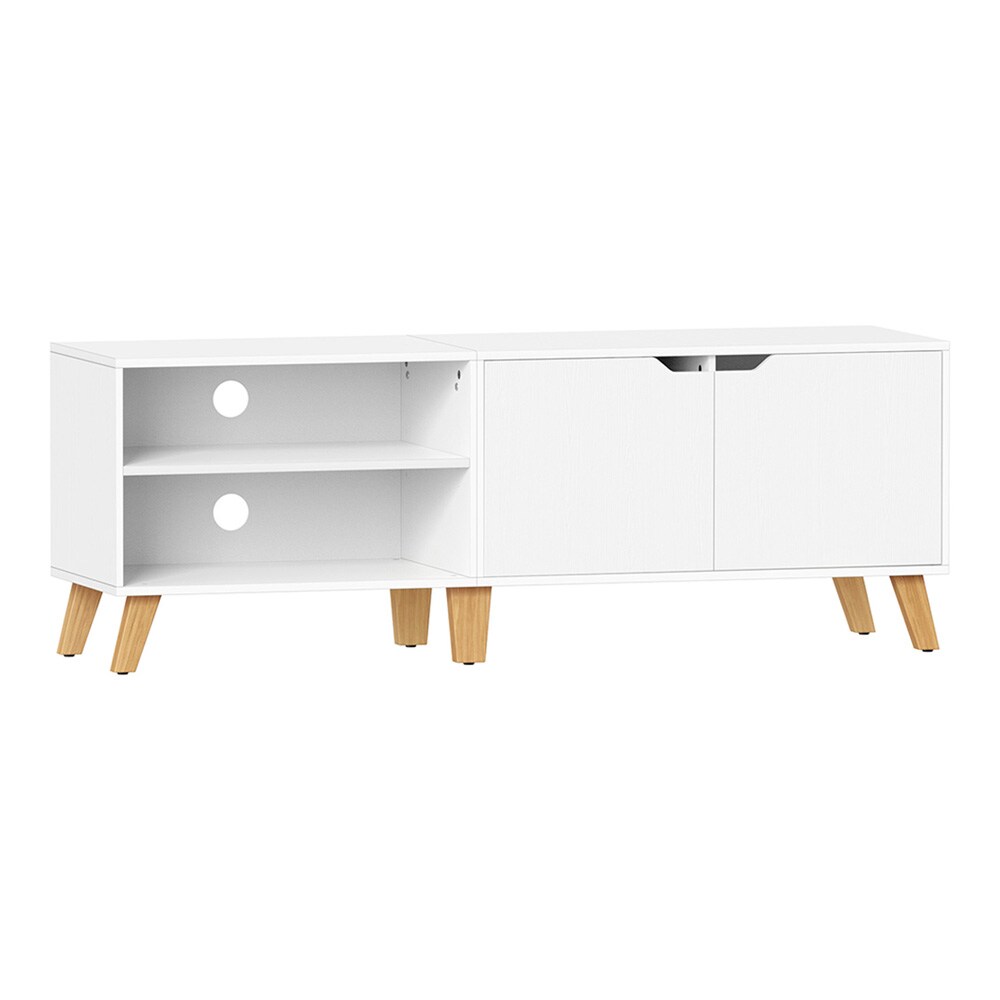 TV-taso 140 cm säilytystilalla, sopii jopa 65" televisiolle – Valkoinen