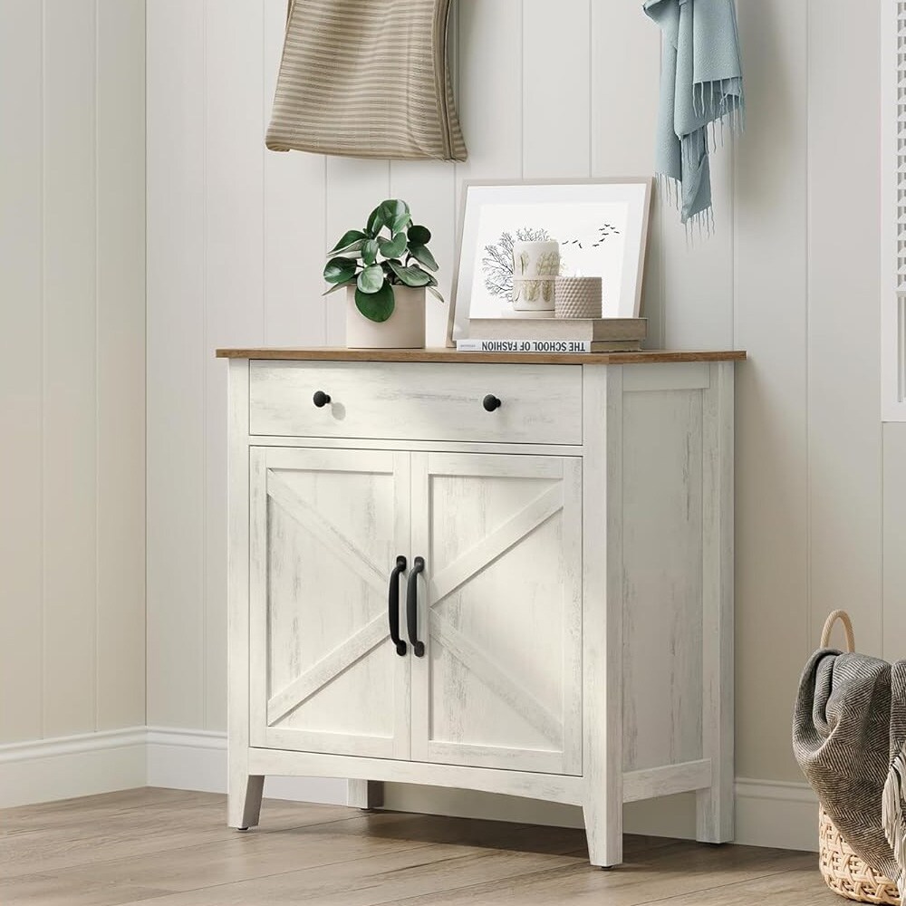 Sivupöytä 80 cm Country Style maalaismainen – valkoinen/hunajanruskea