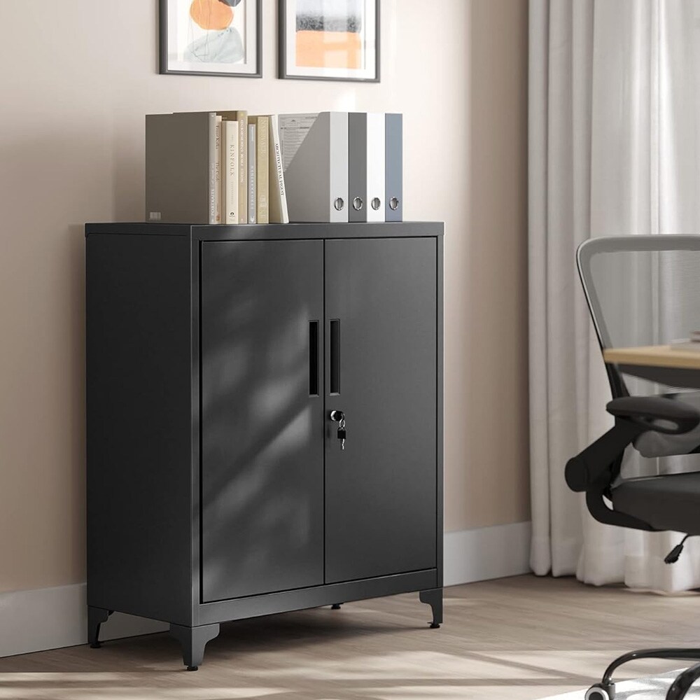 Asiakirjakaappi 2 ovella ja lukolla – musta