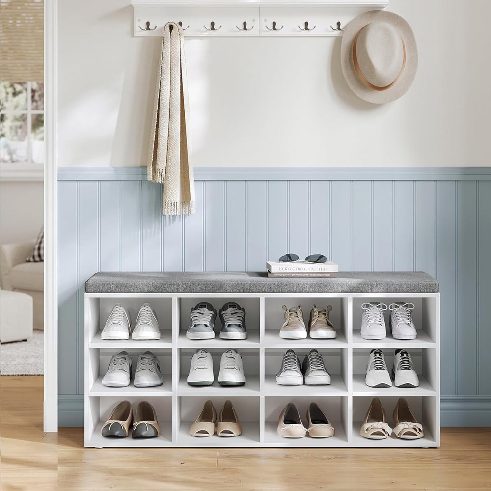 Kenkäpenkki 12 lokerolla – valkoinen/harmaa