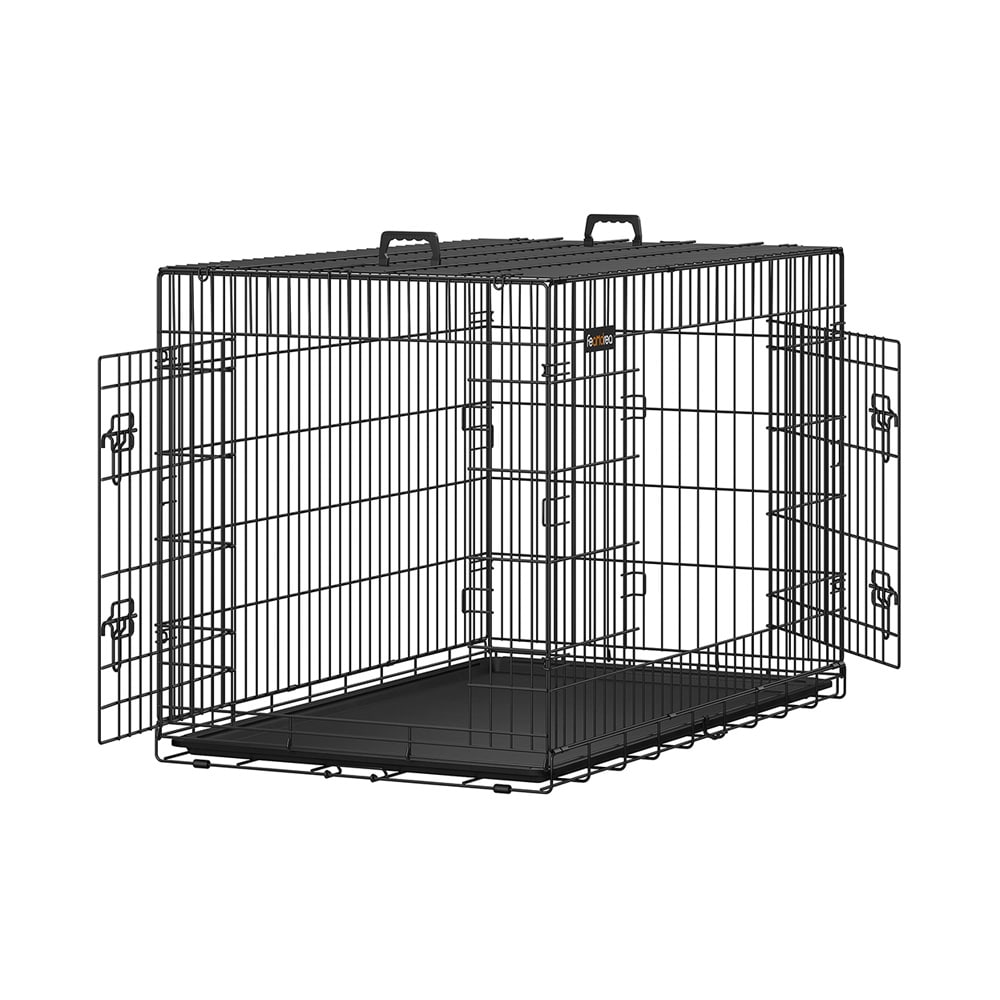 Kaksiosainen kokoontaitettava koirahäkki 122 × 74,5 × 80,5 cm – Musta