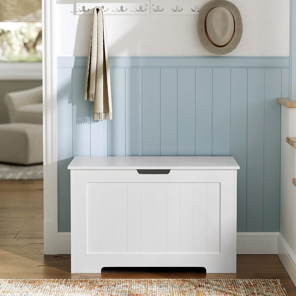 Säilytyspenkki kannella 76×40×48 cm – Valkoinen