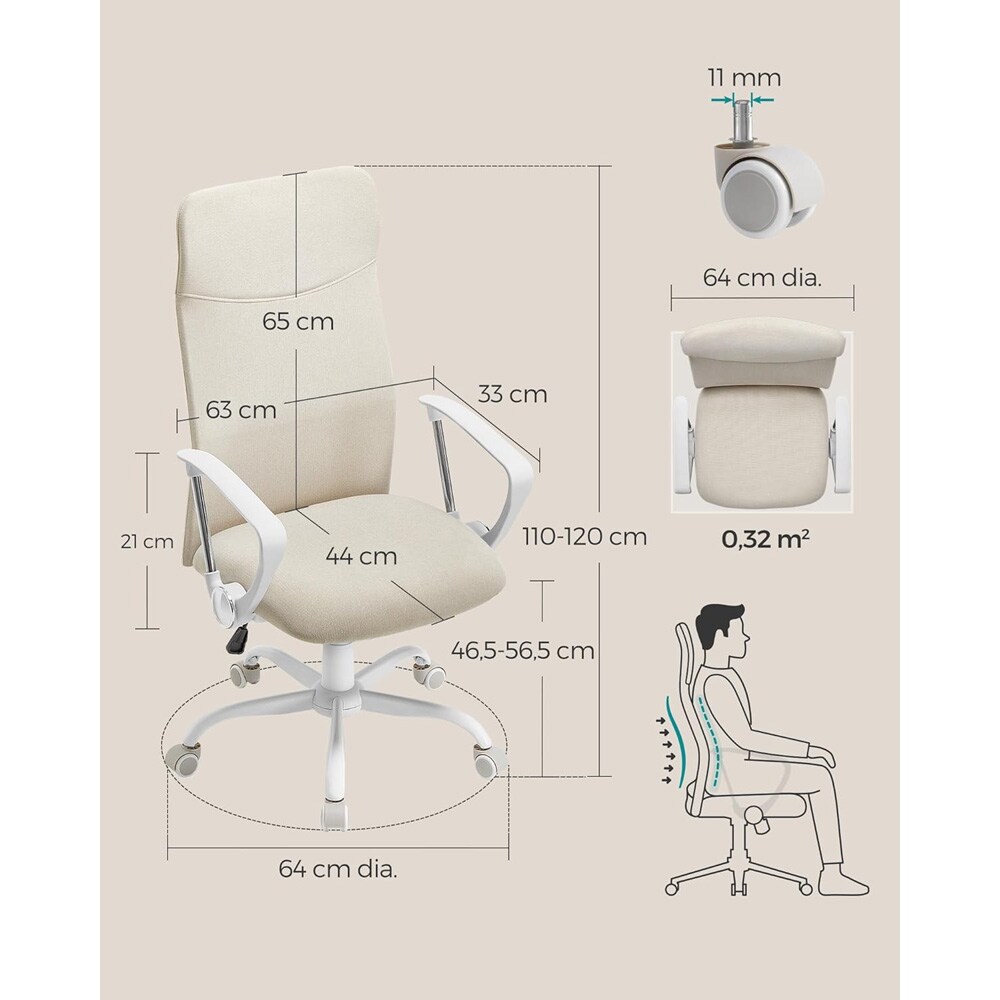 Ergonominen toimistotuoli säädettävällä korkeudella – Beige