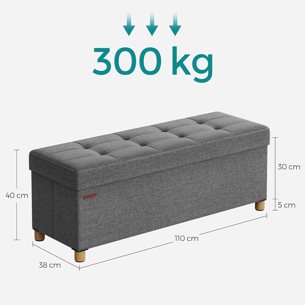Suuri säilytyspenkki 110 × 40 × 38 cm – Harmaa