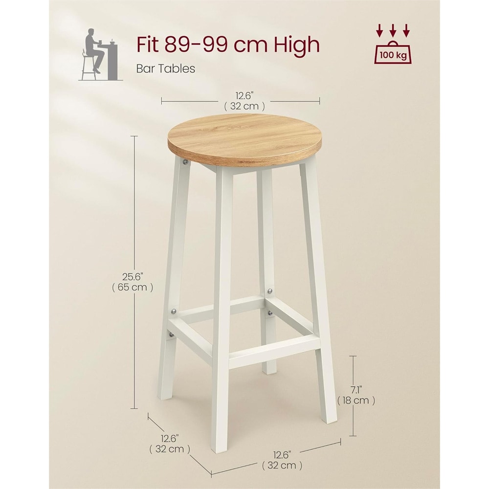 Baarijakkarat 65 cm, 2 kpl – Valkoinen/Tammi