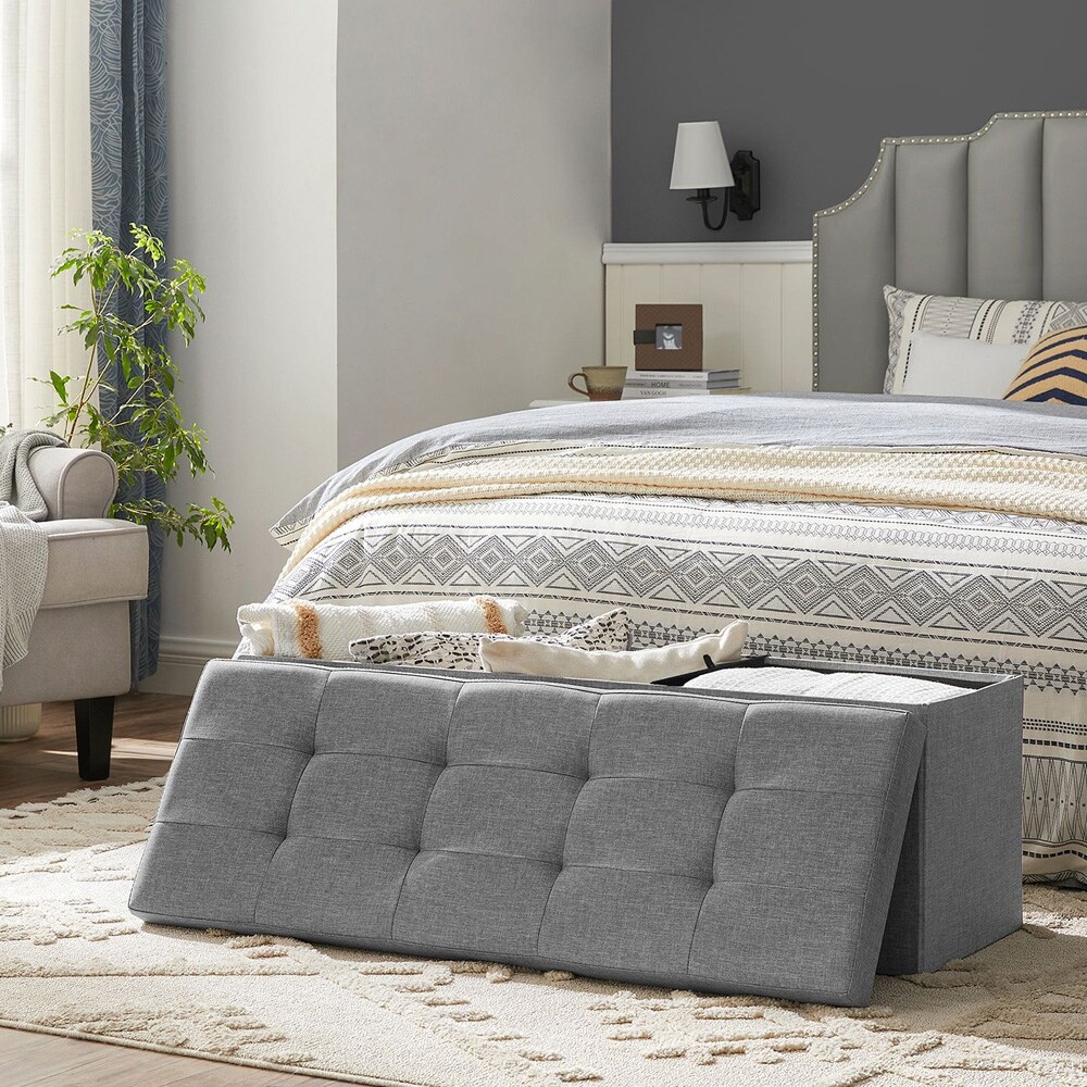 Suuri säilytystilallinen rahipenkki 110 × 40 × 38 cm – harmaa