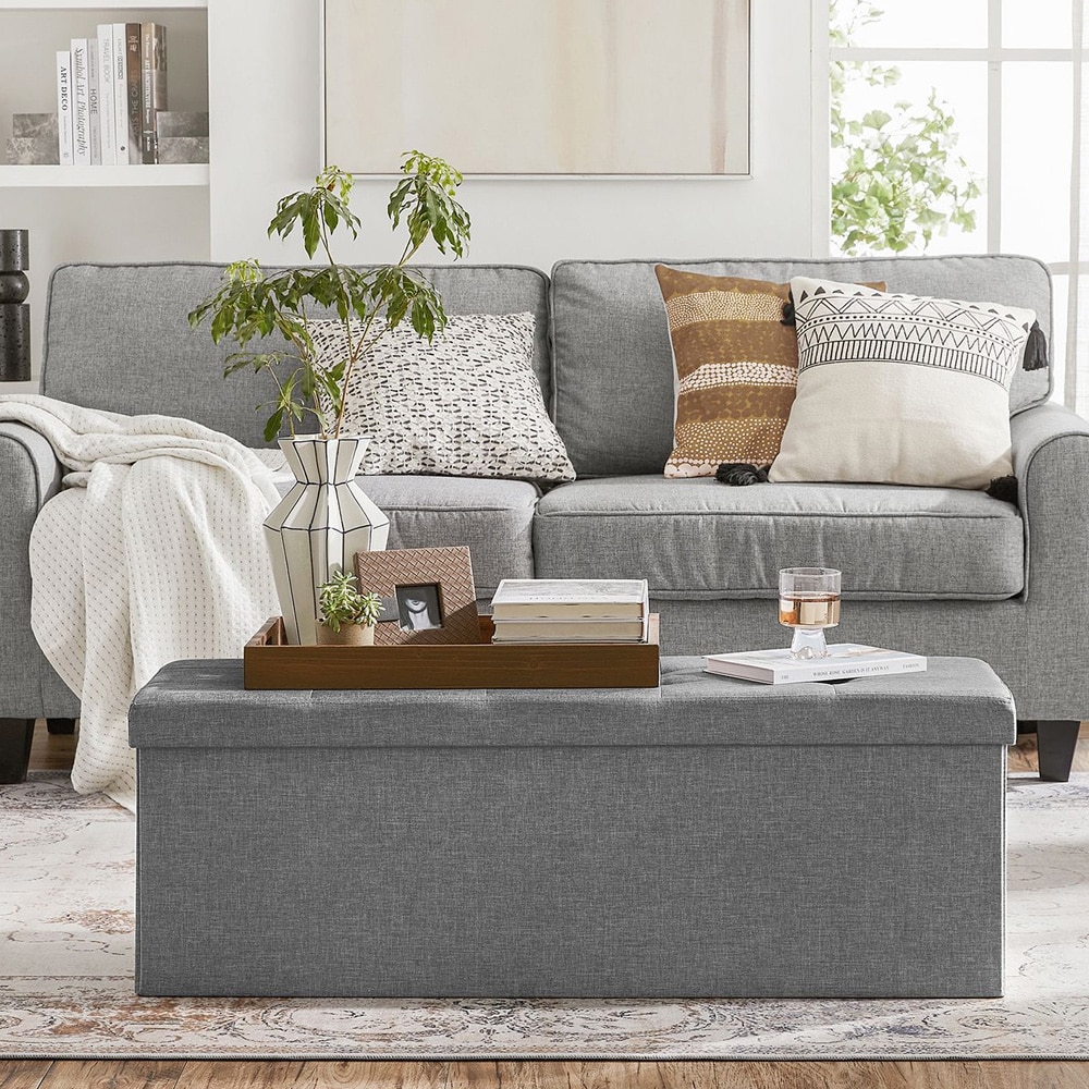 Suuri säilytystilallinen rahipenkki 110 × 40 × 38 cm – harmaa