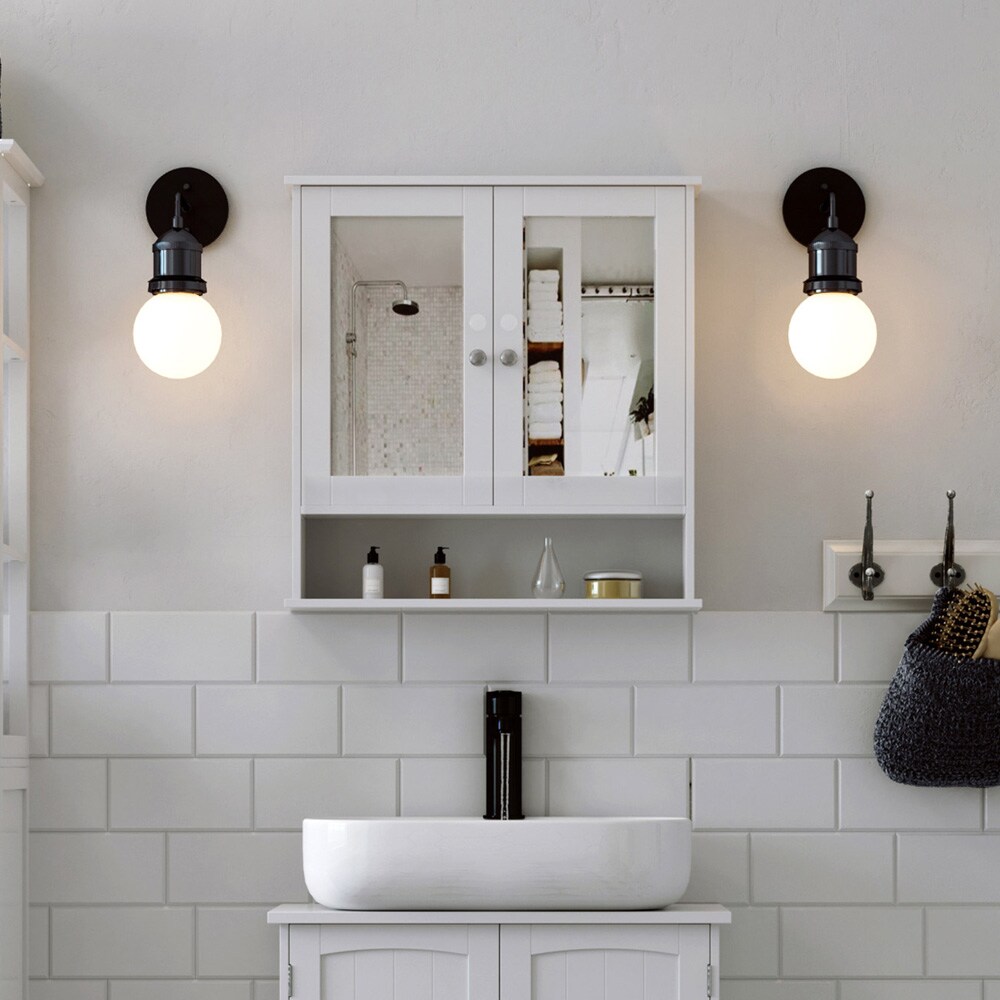 Kylpyhuonekaappi peilillä ja hyllyillä - Valkoinen