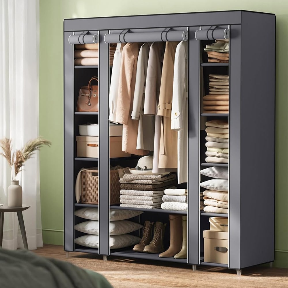 Kannettava vaatekaappi 175x150x45cm - harmaa