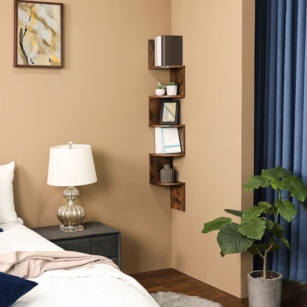 Siksak-kulmainen seinähylly – Rustiikinruskea