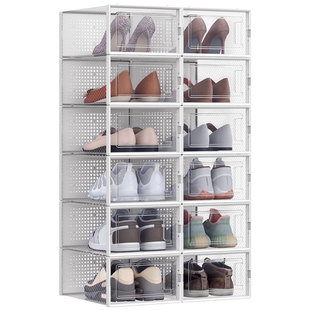 Modulaarinen muovinen kenkäsäilytys – valkoinen/kirkas