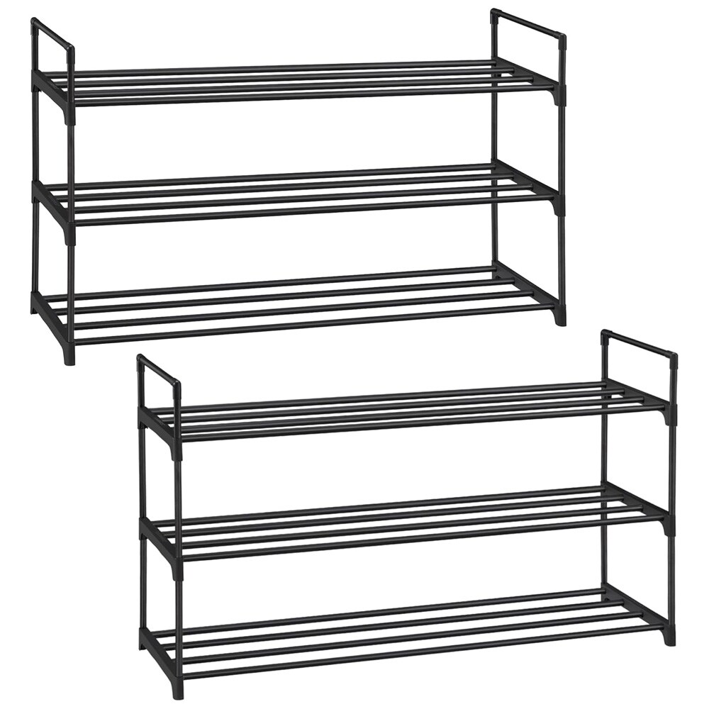 Metallinen kenkäteline 3 hyllyllä 2-pack – Musta