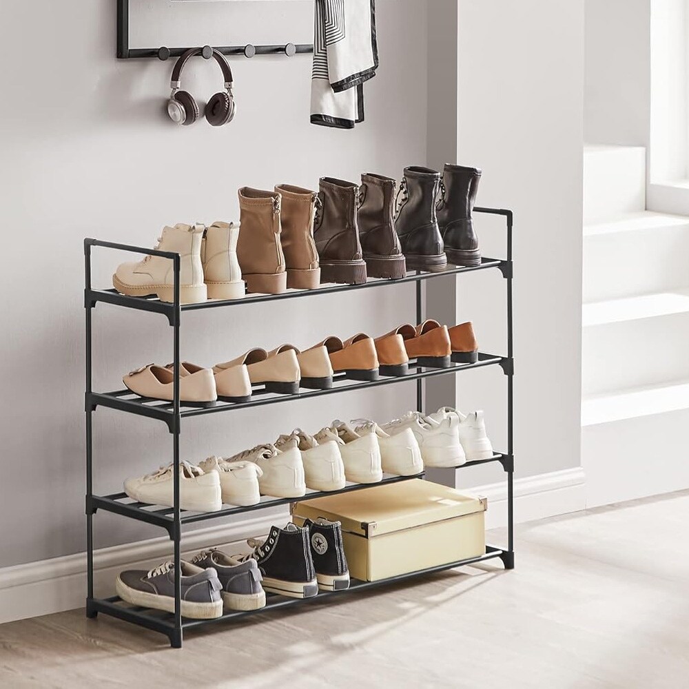 Metallinen kenkäteline 4 hyllyllä - Svart