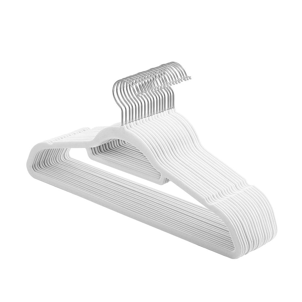 Valkoiset samettiset ripustimet 20-pack