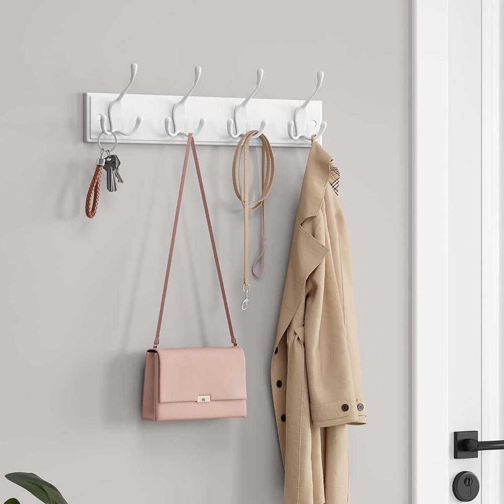 Vaatetanko, jossa 4 koukkua - Valkoinen