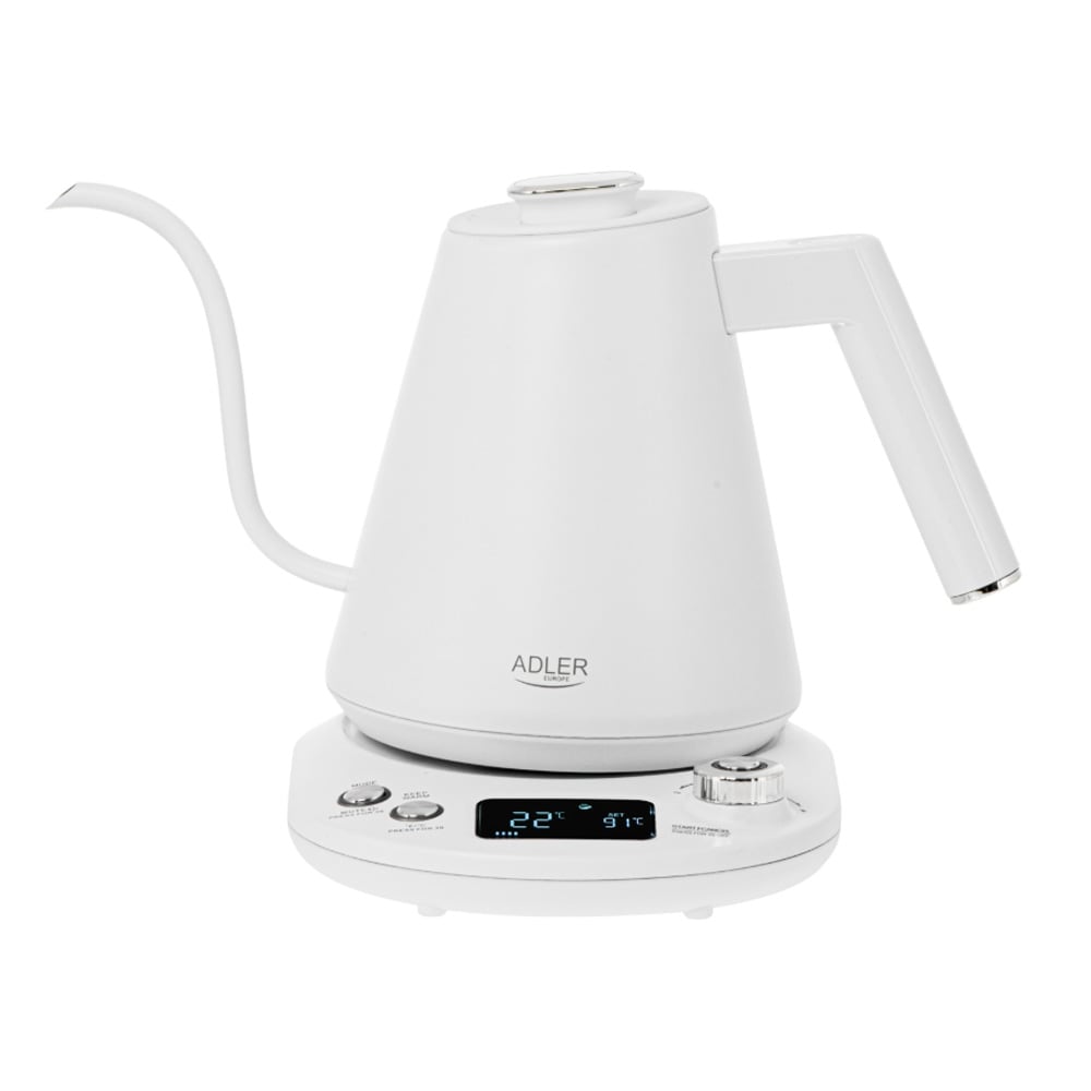 Adler vedenkeitin lämpötilansäädöllä ja hanhenkaulalla – Valkoinen