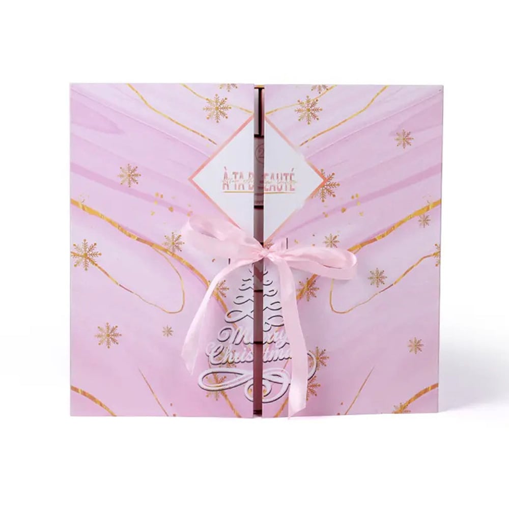 Adventtikalenteri, jossa on 24 ulosvedettävää laatikkoa - Vaaleanpunainen väri