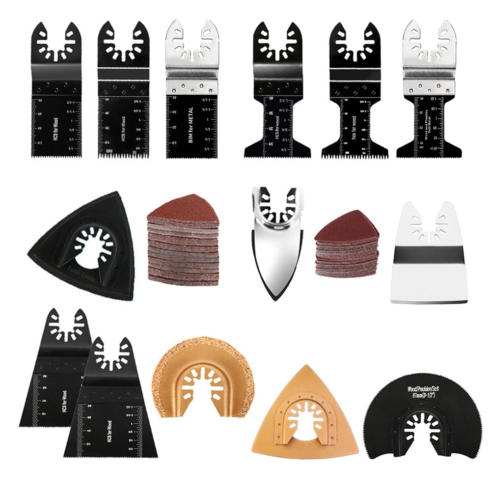 Sahanterät ja hiomapaperit monitoimityökaluihin 123 kpl - puulle, metallille ja kiillotukseen