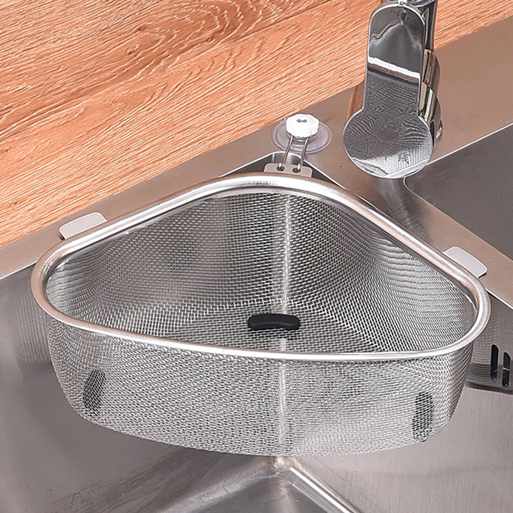 Ruostumattomasta teräksestä valmistettu siivilä kulma-asennukseen pesualtaaseen