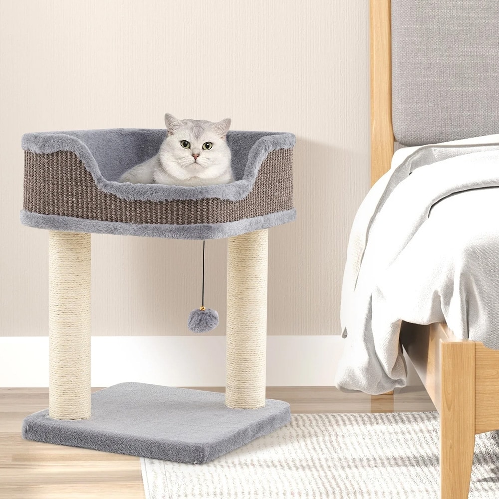 Kissapuu, jossa on raapimispuut ja makuualue – harmaa