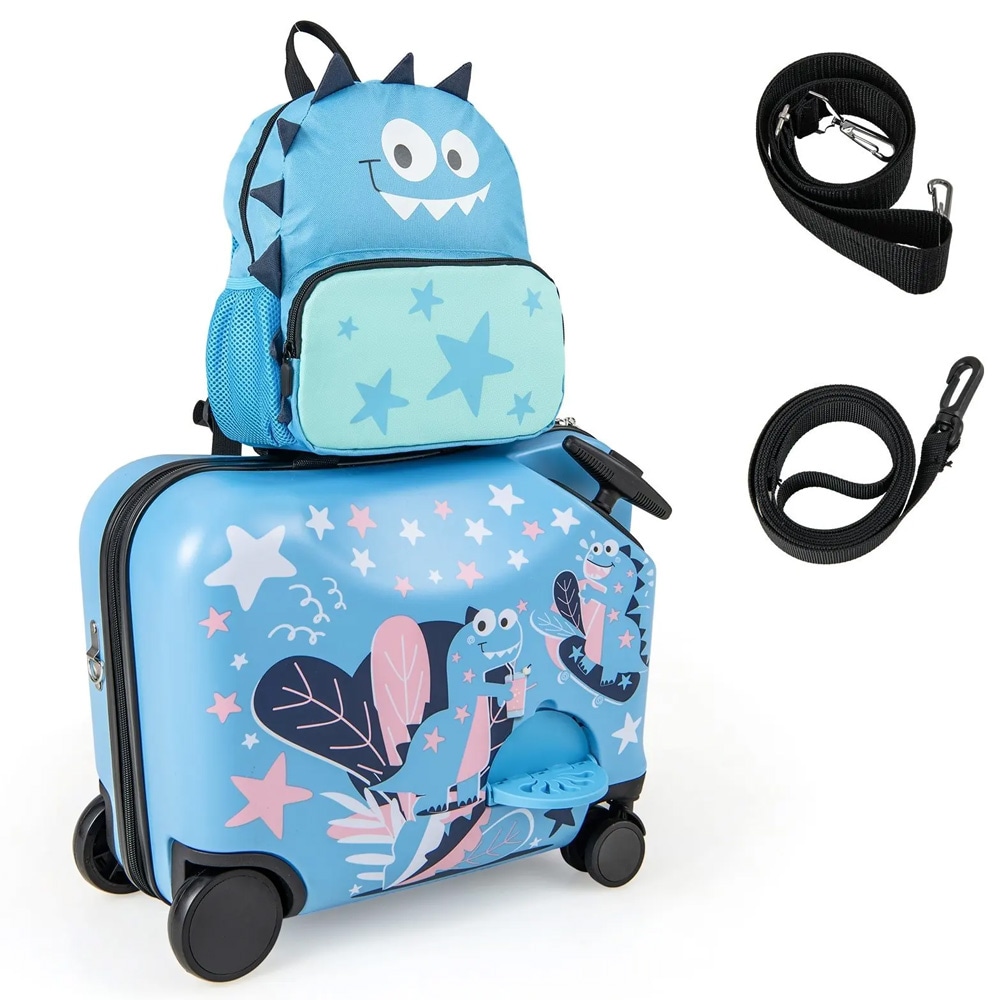 Lasten matkalaukkusetti pyörillä ja teleskooppikahvalla – Sininen