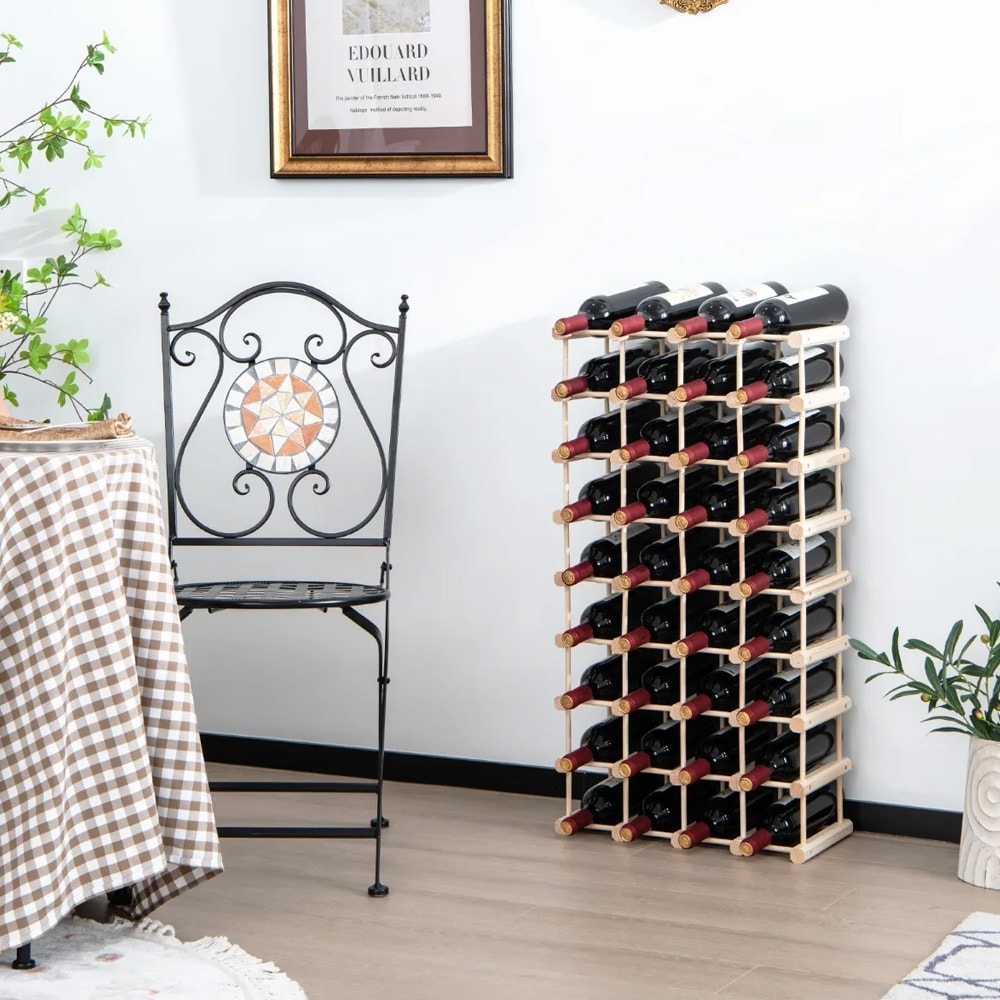 Puinen viiniteline 36 pullolle