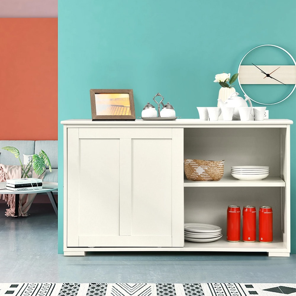 Säilytyskaappi liukuovella 107 × 33 × 63 cm – Kermanvalkoinen