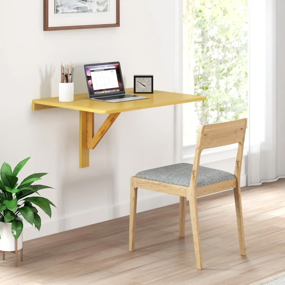 Seinään kiinnitettävä taittopöytä 80 × 60 cm – Puu