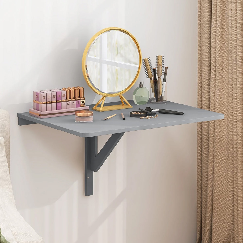 Seinään kiinnitettävä taittopöytä 80 × 60 cm – Harmaa