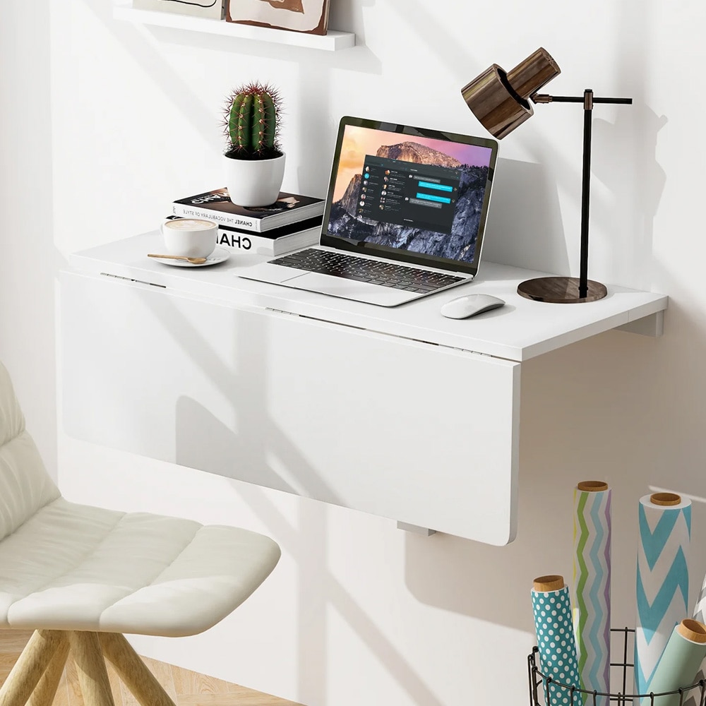 Seinään kiinnitettävä taittopöytä 80 × 60 cm – Valkoinen