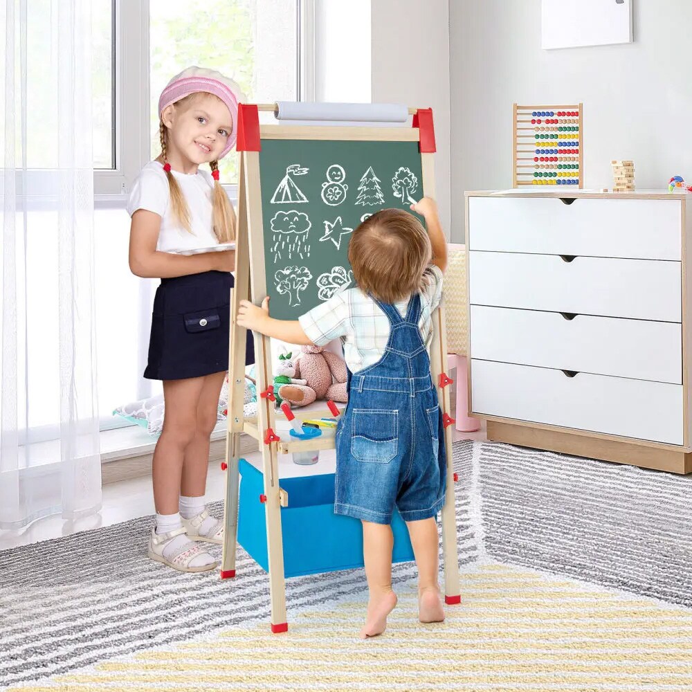 Puinen kaksipuolinen lasten maalaustaulu – 3–8 vuotta