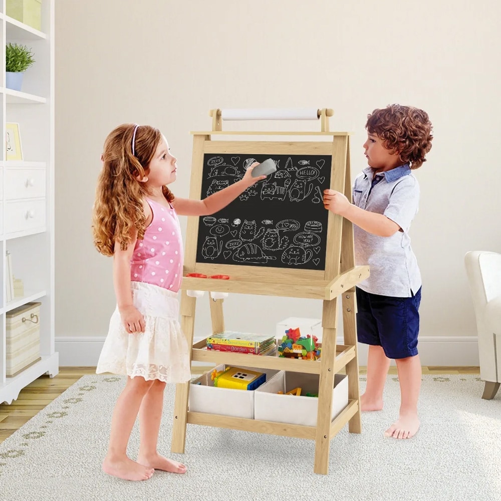 Kaksipuolinen puinen lasten maalaustaulu – 3-vuotiaasta alkaen