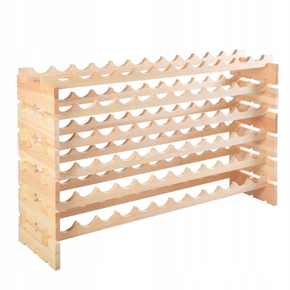 Puinen viiniteline 72 pullolle – pinottava muotoilu