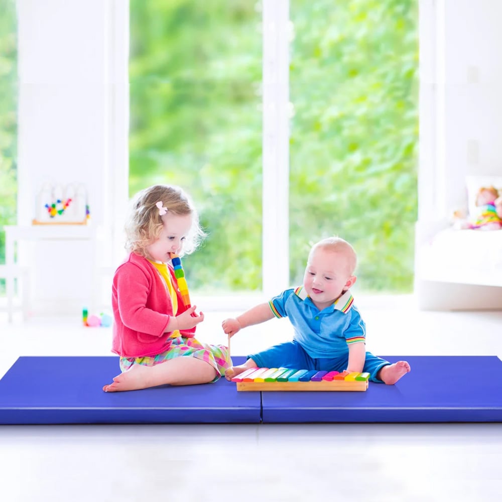 Kokoontaitettava harjoitusmatto kantokahvalla – sininen