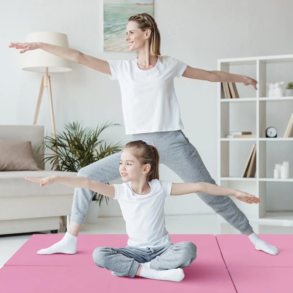 Kokoontaitettava harjoitusmatto kantokahvalla – vaaleanpunainen